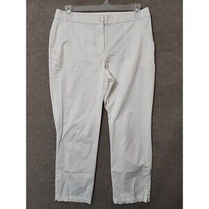 Chicos Zenergy Pants Womens 1.5 US 10 White Ankle Zip Lightweight Stretch